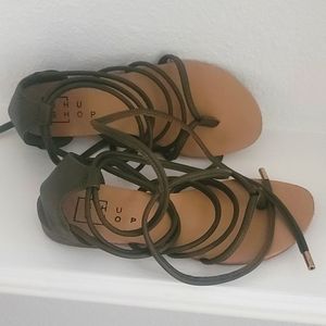 ShuShop - Olive Strappy Lace Up Sandals
